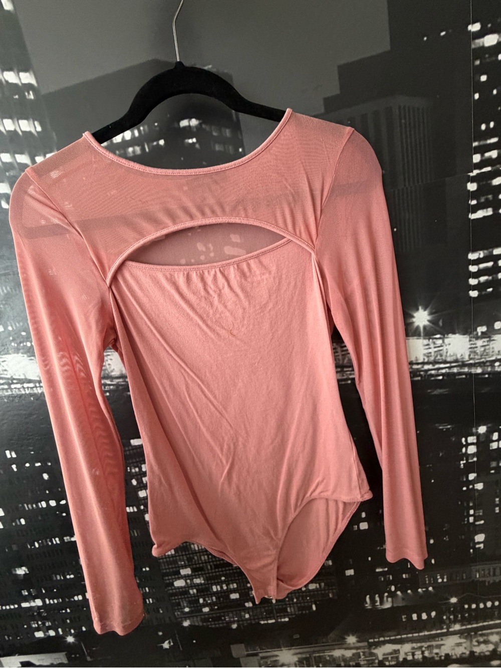 Women's Pink Long-Sleeve Bodysuit with Back Cutout